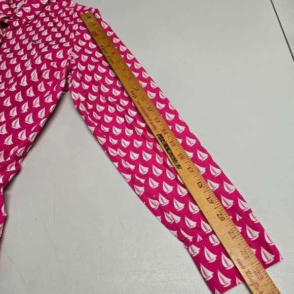 Vineyard Vines Shirt Womens 2 Pink Button Up Long Sleeve Sail Boats Nautical - Picture 10 of 12